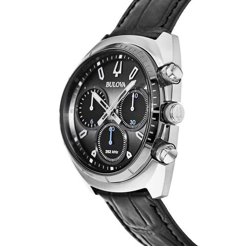 Bulova Curv Chronograph Quartz Watch with Leather Strap - 98A155