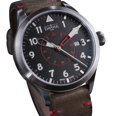 Davosa Neoteric Pilots Watch with Brown Leather Strap - 16156556