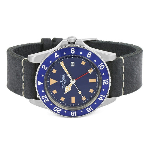 Davosa Vintage Diver in Blue with Leather Strap Watch - 16250045