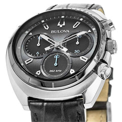 Bulova Curv Chronograph Quartz Watch with Leather Strap - 98A155