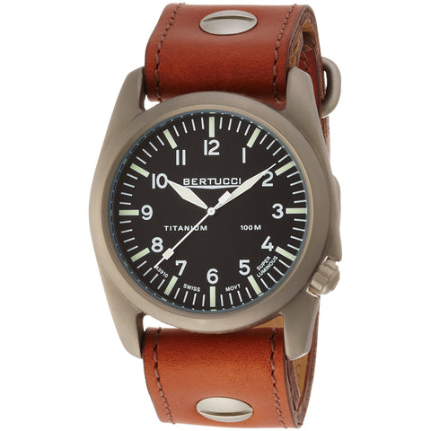 Bertucci A-4T Aero Vintage Titanium Watch (Vintage Tan Leather) 13401