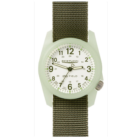 Bertucci DX3 Luminous Resin Watch, Olive Green Nylon Strap, White Dial - 11028