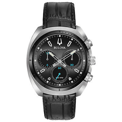Bulova Curv Chronograph Quartz Watch with Leather Strap - 98A155
