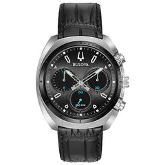 Bulova Curv Chronograph Quartz Watch with Leather Strap - 98A155