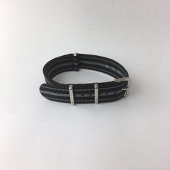 Black & Grey 3 Stripe Nato Strap