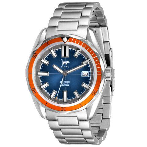 Lew and Huey Orthos Automatic Watch (Blue & Orange)