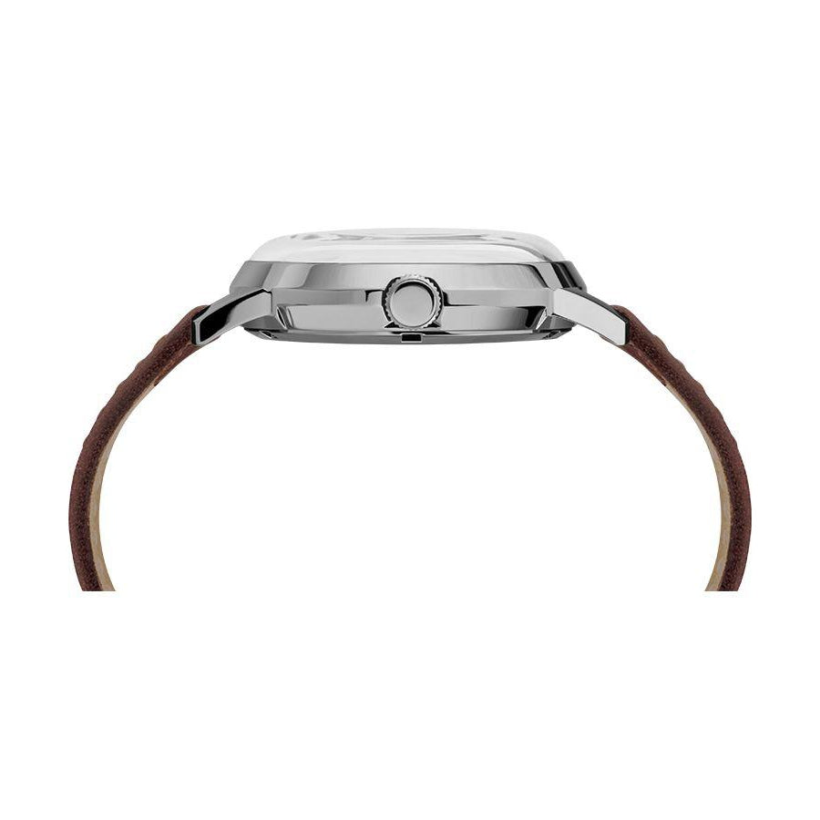 Timex Marlin Automatic Watch with Brown Leather Strap Silver - TW2T22700U