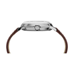 Timex Marlin Automatic Watch with Brown Leather Strap Silver - TW2T22700U