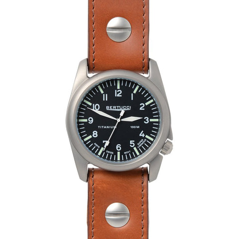 Bertucci A-4T Aero Vintage Titanium Watch (Vintage Tan Leather) 13401