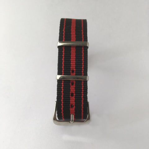 Black & Red 3 Stripes Nato Strap