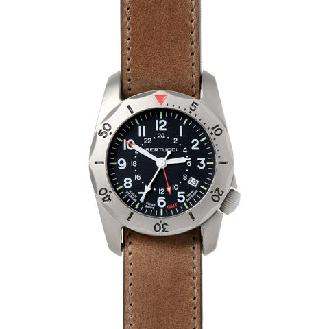 Bertucci A-2TR Vintage GMT Titanium Watch (Brown Horween Strap) 12120