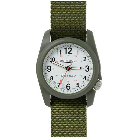 Bertucci DX3 Field Olive Resin Watch, Forest Nylon Strap, White Dial - 11019