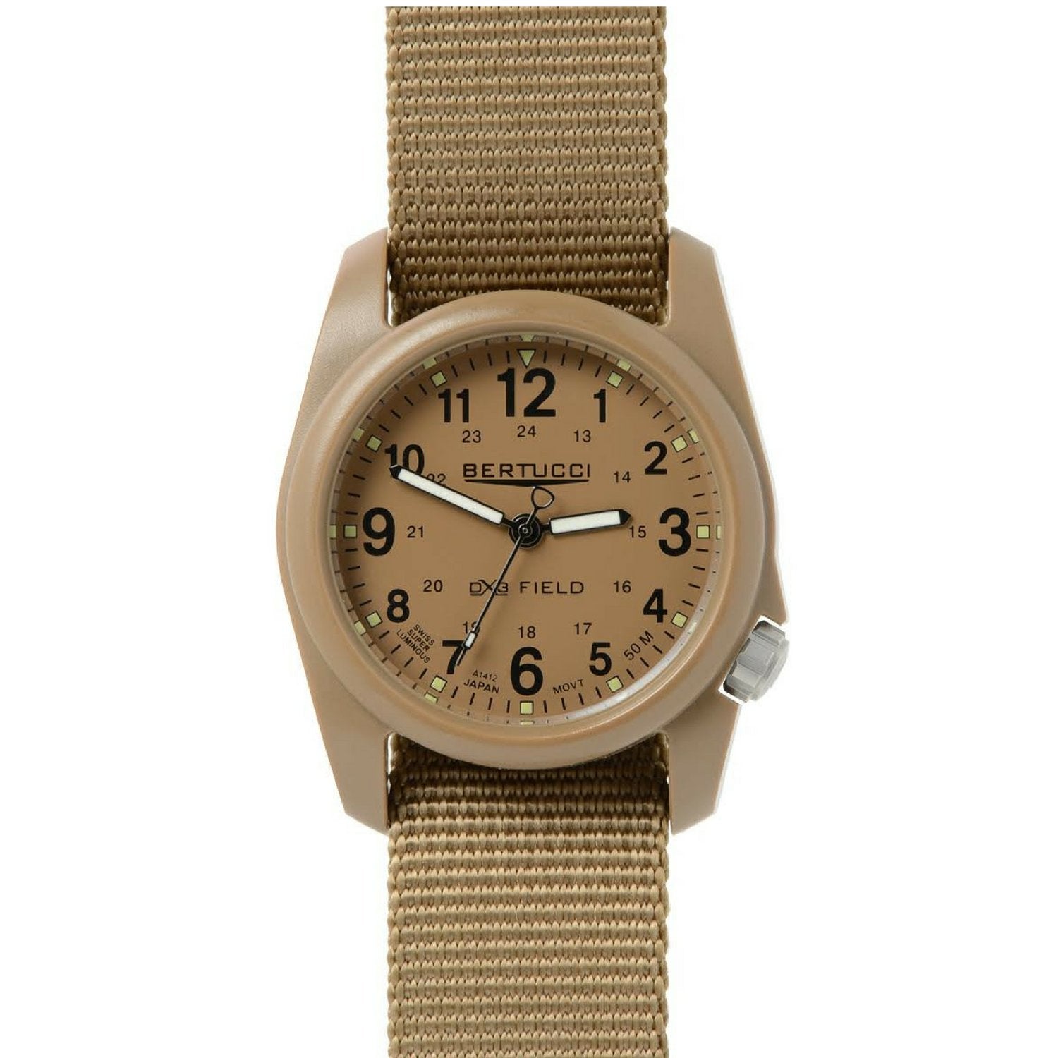 Bertucci DX3 Field Khaki Resin Watch, Coyote Nylon Strap, khaki Dial - 11021