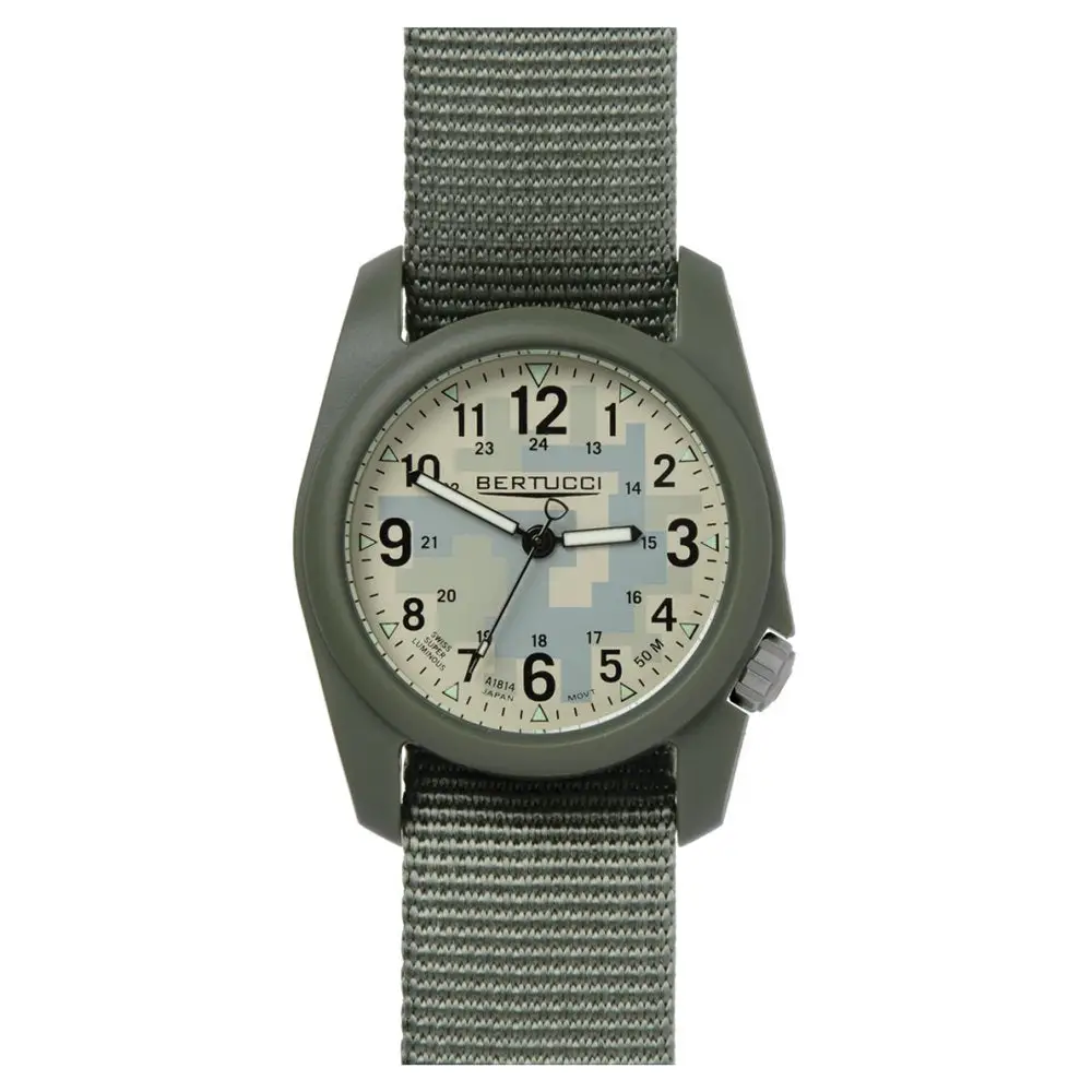 Bertucci DX3 Field Resin Watch, Olive Drab Nylon Strap, Digicam Camouflage Dial 11032