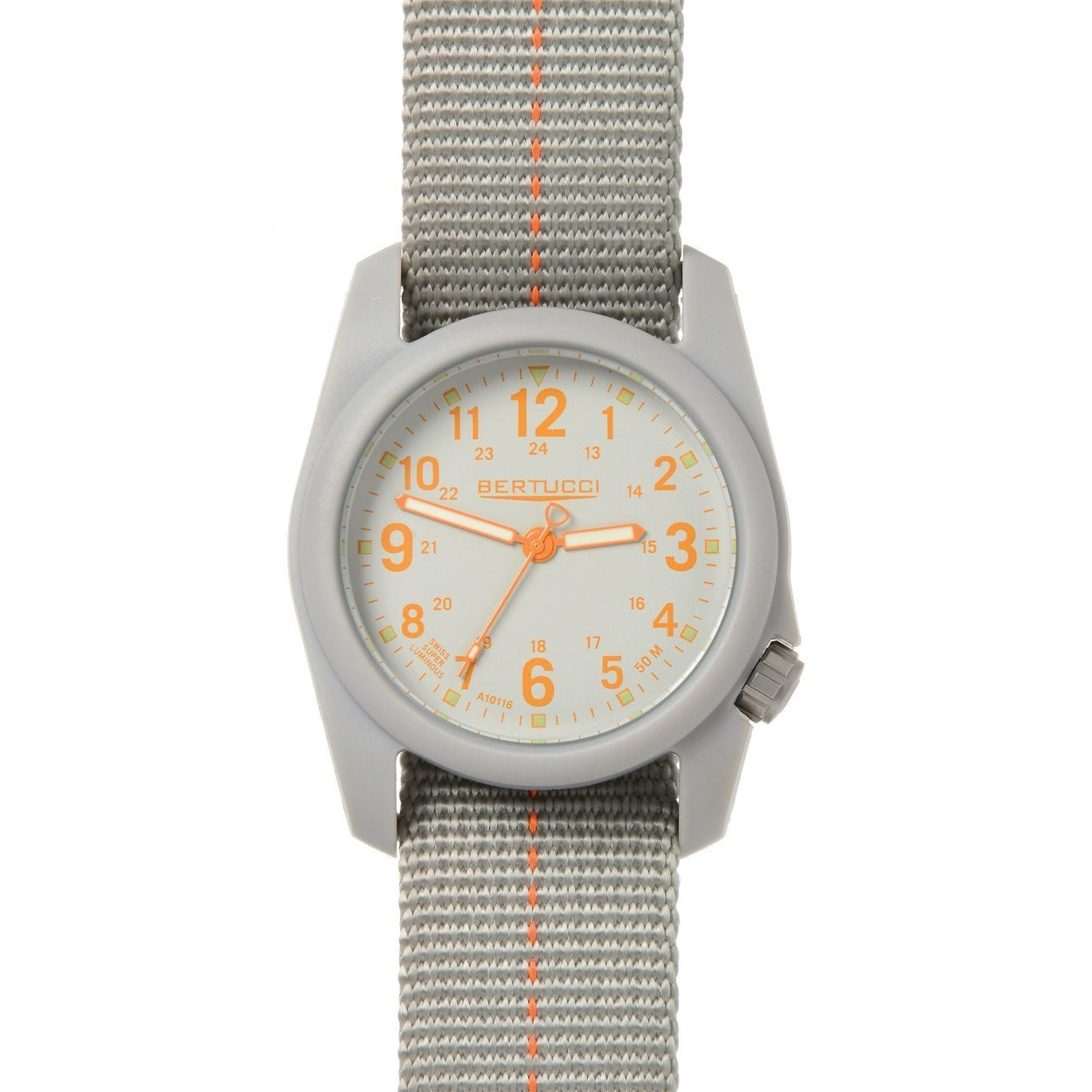Bertucci DX3 Plus Field Resin Watch (Dash-Striped Granite Gray/Orange Nylon Strap) 11045