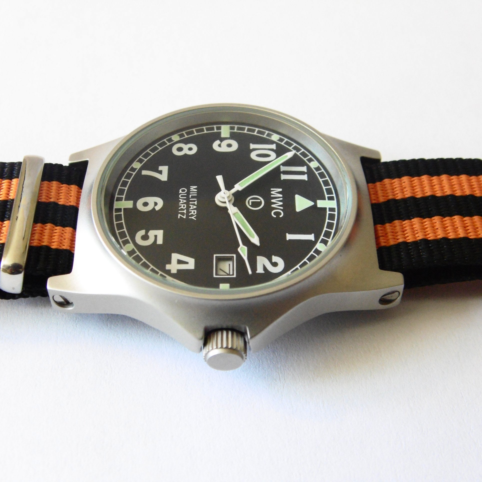 MWC G10 LM Military Watch (Black and Orange Nato Strap) - Watchfinder General - UK suppliers of Russian Vostok Parnis Watches MWC G10
 - 3