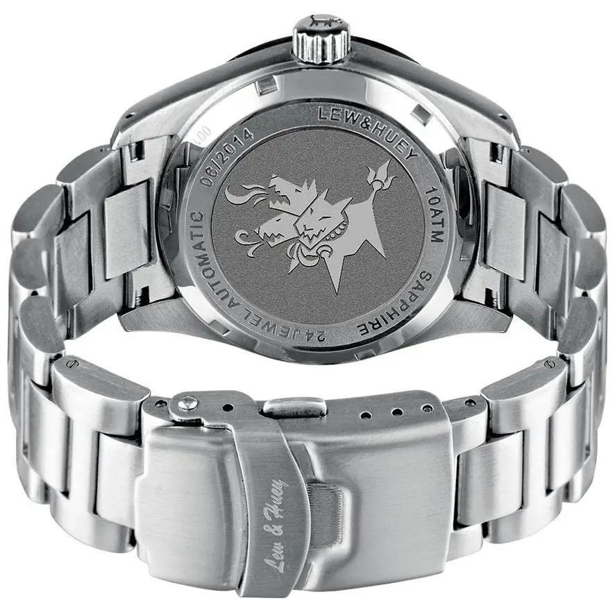 Lew and Huey Cerberus Automatic Watch (Grey & Red) - Watchfinder General - UK suppliers of Russian Vostok Parnis Watches MWC G10
 - 3