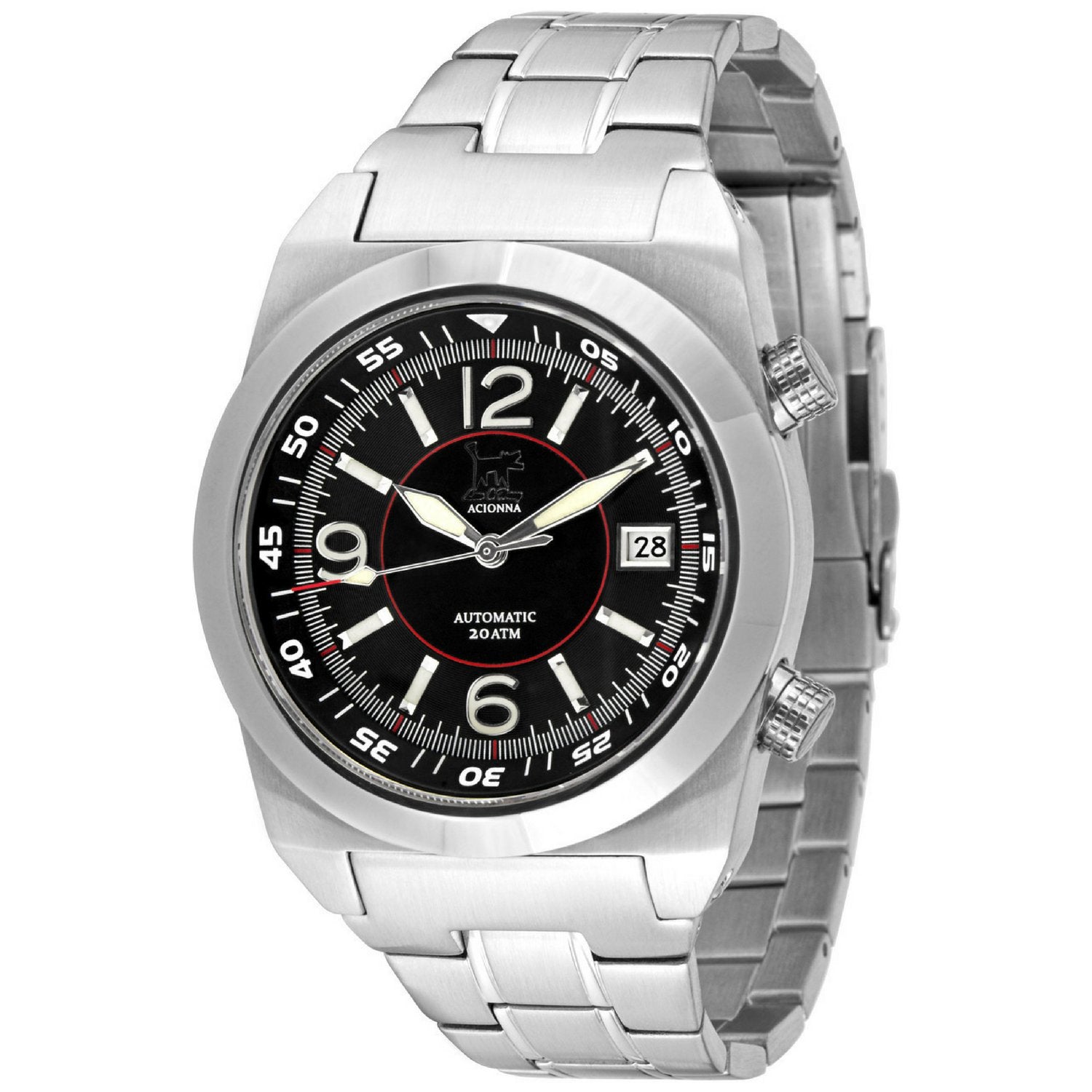 Lew and Huey Acionna Automatic Watch (Black, White & Red)