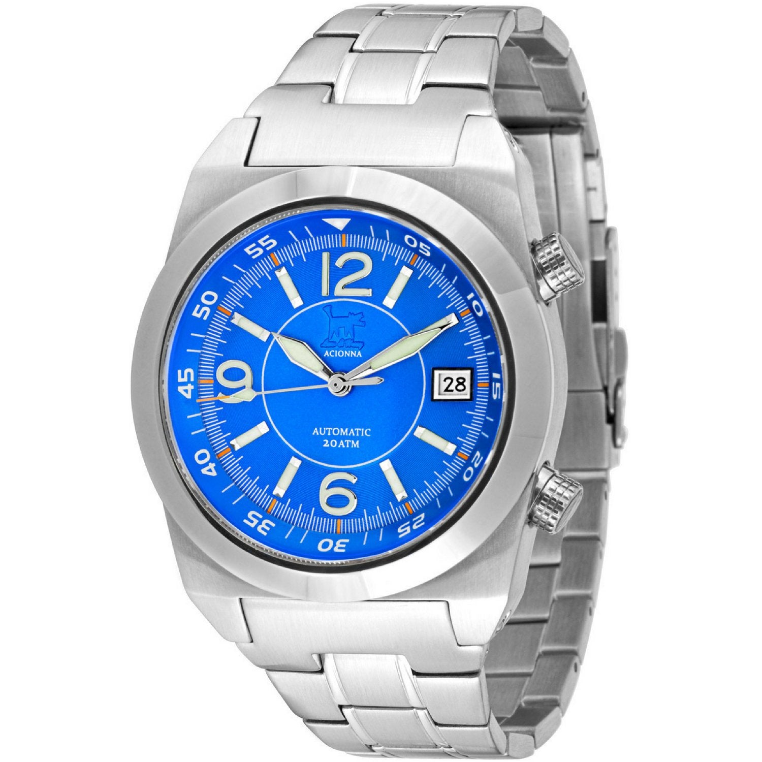 Lew and Huey Acionna Automatic Watch (Blue, White & Orange)