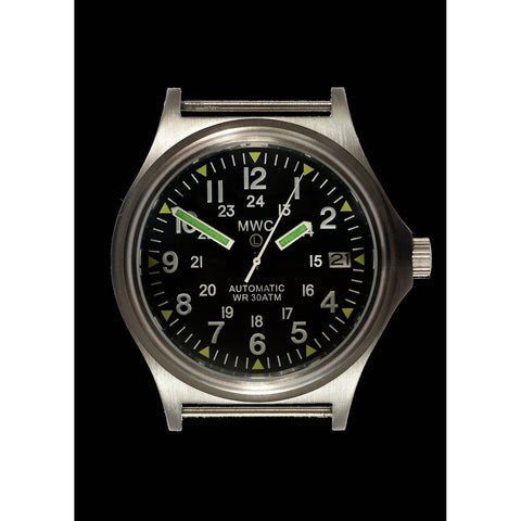 MWC G10 300m / 1000ft Water resistant Limited Edition Brushed Stainless Steel Automatic Military Watch with Sapphire Crystal on NATO Strap