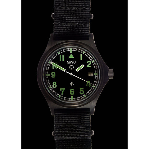 MWC G10 300m / 1000ft Water resistant Limited Edition Brushed Black PVD Steel Military Watch with Sapphire Crystal on NATO Strap