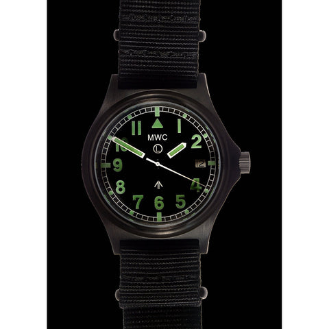 MWC G10 300m / 1000ft Water resistant Limited Edition Brushed Black PVD Steel Military Watch with Sapphire Crystal on NATO Strap
