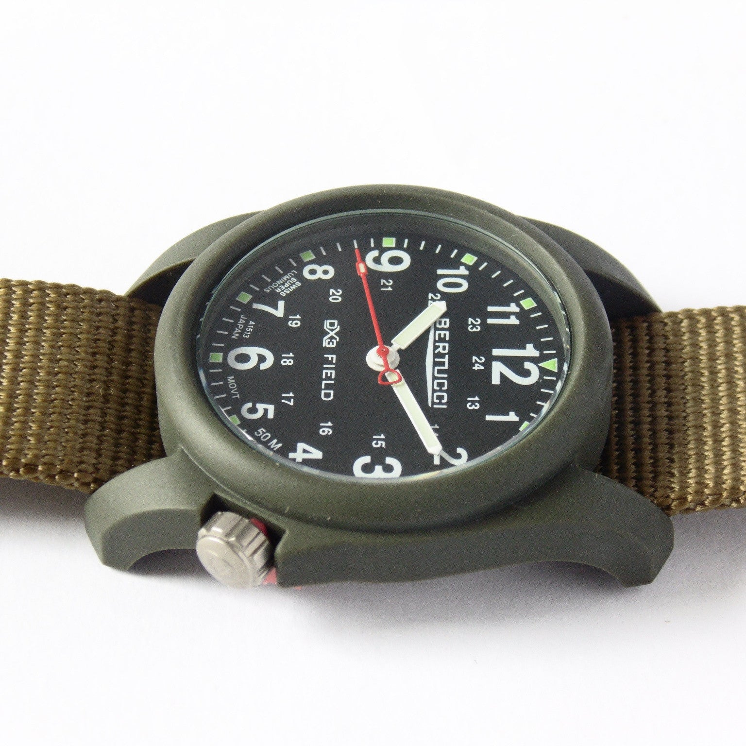 Bertucci DX3 Olive Resin Watch, Coyote Nylon Strap, Black Dial - 11027 - Watchfinder General - UK suppliers of Russian Vostok Parnis Watches MWC G10
 - 4
