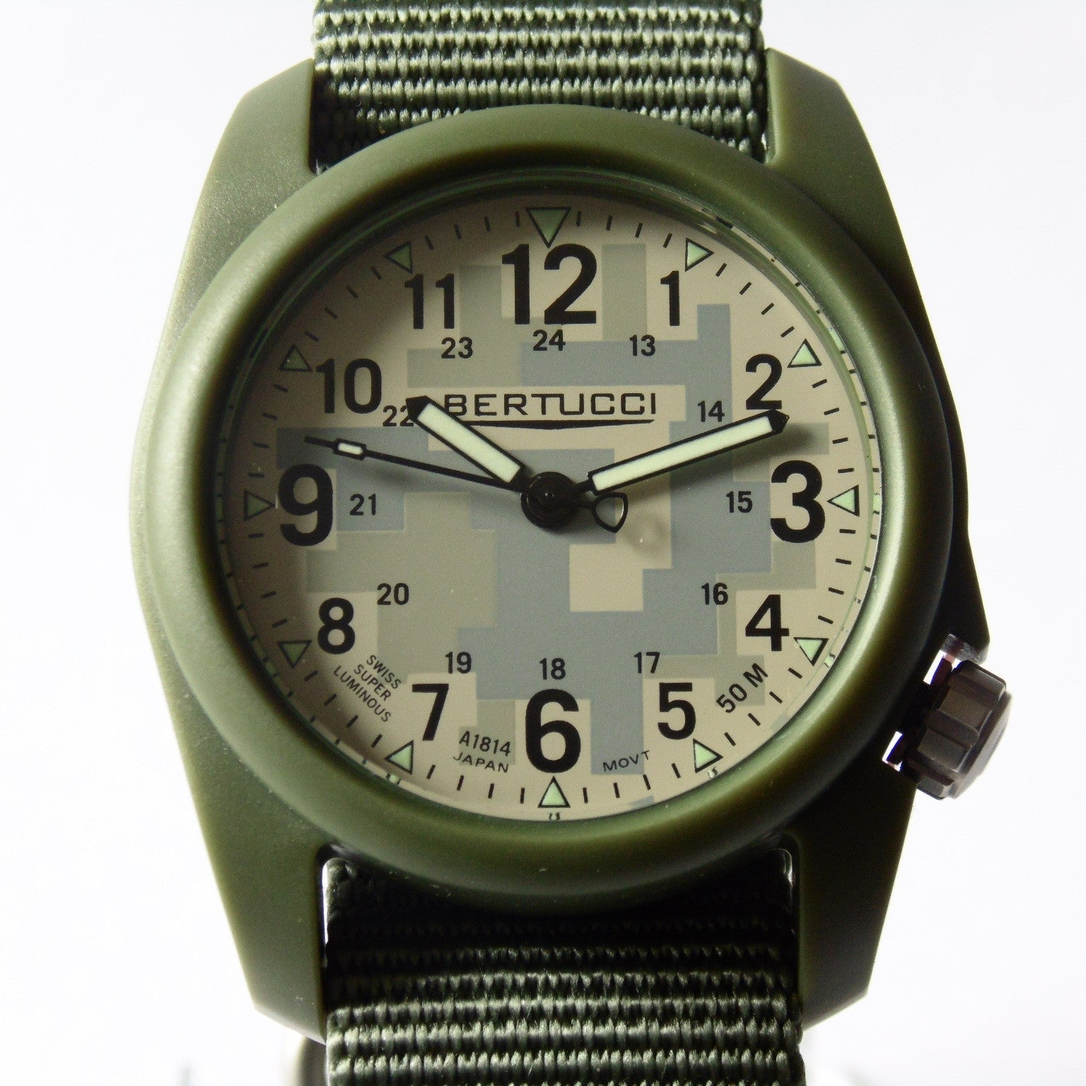 Bertucci DX3 Field Resin Watch, Olive Drab Nylon Strap, Digicam Camouflage Dial 11032 - Watchfinder General - UK suppliers of Russian Vostok Parnis Watches MWC G10
 - 2