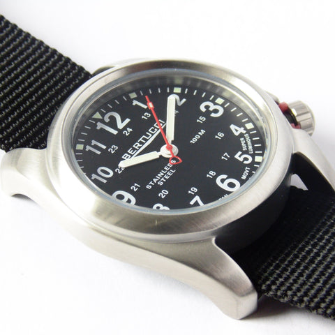 Bertucci 11050 A-2S Field Watch (Black Strap) - Watchfinder General - UK suppliers of Russian Vostok Parnis Watches MWC G10
 - 2