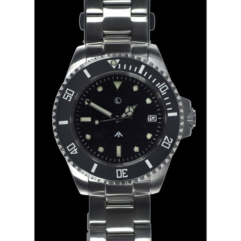 MWC 24 Jewel 300m Water Resistant Automatic Military Divers Watch Steel Bracelet with Sapphire Crystal and Ceramic Bezel
