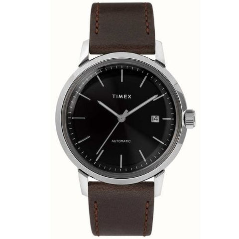 Timex Marlin Automatic Watch with Brown Leather Strap Black - TW2T230007U