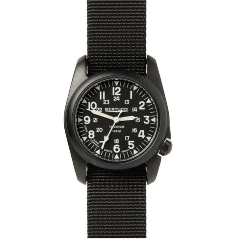 Bertucci A-2T Vintage Black Titanium Watch with Black Nylon Strap 12027