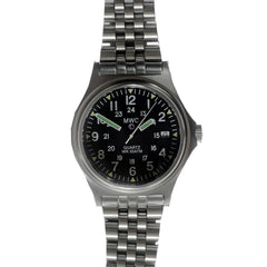 MWC G10 300m 1000ft Water resistant 12/24 Hour Steel Military Watch with Sapphire Crystal on Bracelet