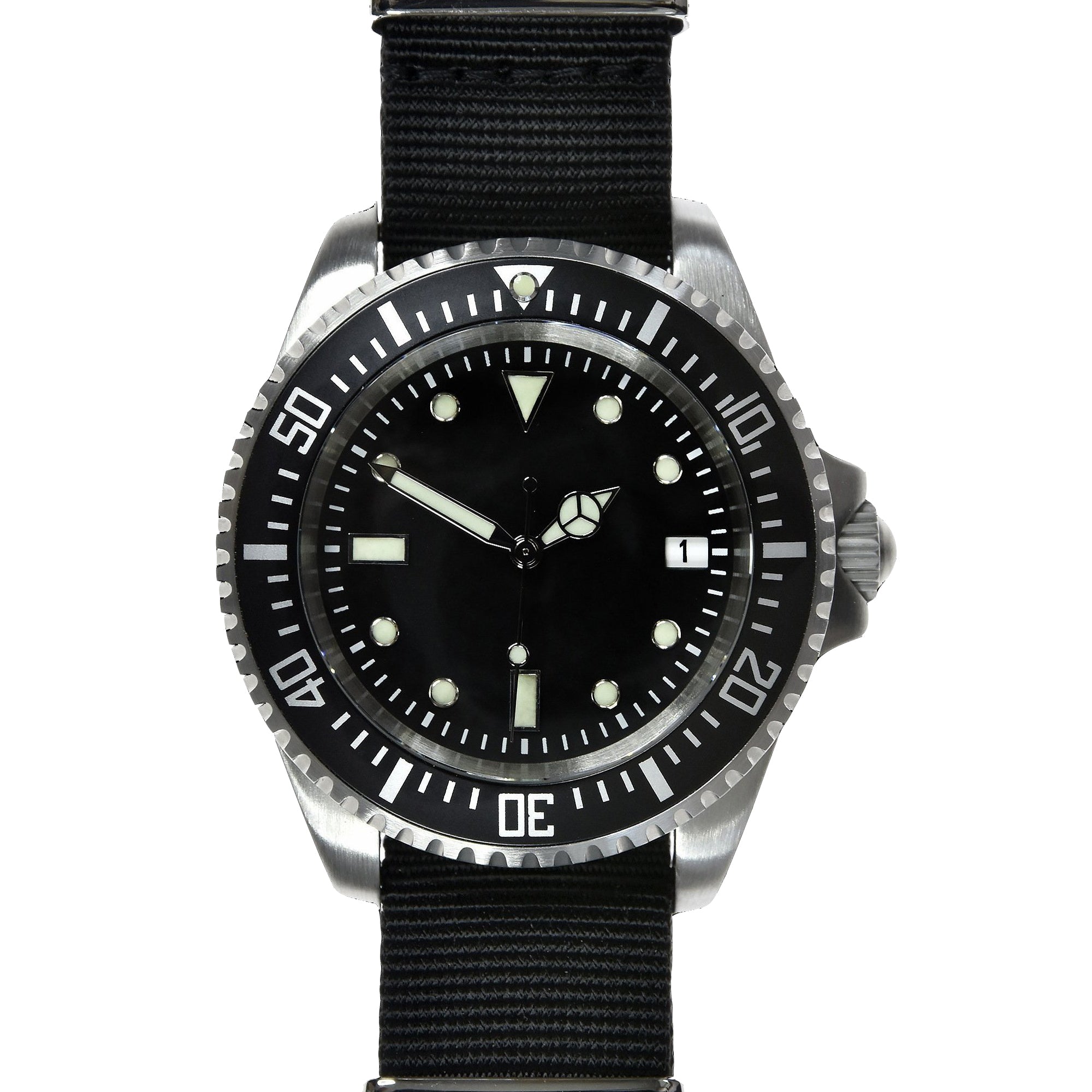 MWC 24 Jewel 300m Water Resistant 24 Jewel Automatic Military Specification Divers Watch on Silicon Strap (Sterile)