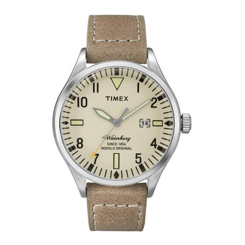 Timex Waterbury Cream Dial Watch with Beige Strap - TW2P84500